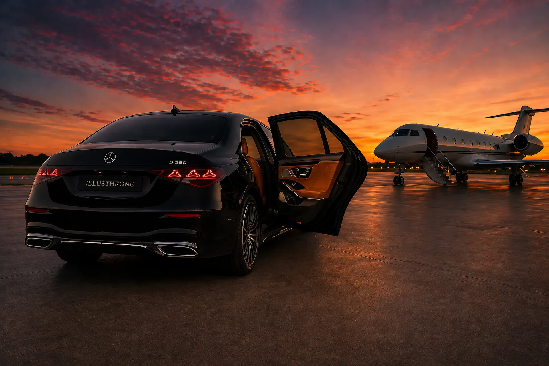 Private aviation transfers coordinated with executive ground mobility